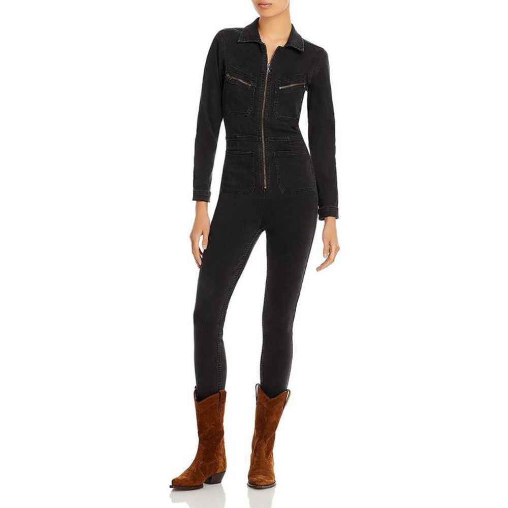 Free People Womens Black Skinny Fit Denim Jumpsuit NWT